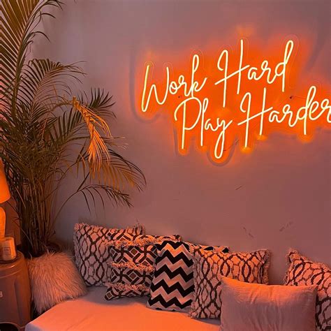 Custom Made Neon Signs, Work Hard Play Harder Neon Sign, LED Business Sign | Neon signs, Work ...