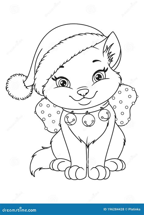 Christmas Cat Coloring Page