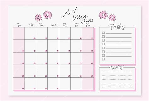 Planificador mensual de mayo en inglés | Vector Premium