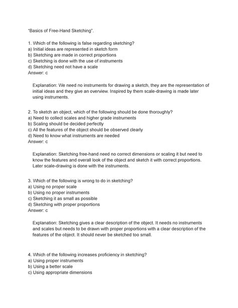 Engineering Graphics (10) - “Basics of Free-Hand Sketching”. Which of ...