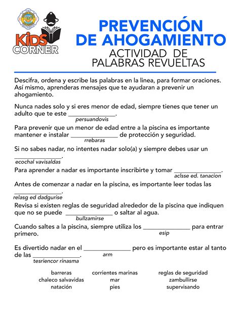 Drowning Prevention Word Scramble - OCFA