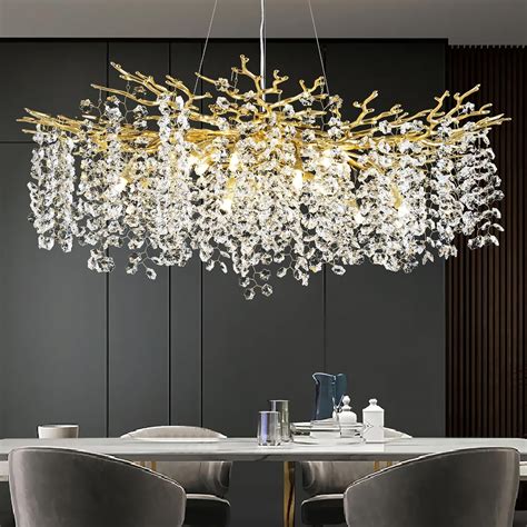 Gold Crystal Chandeliers for Dining Room, 40" Tree Branch Modern ...