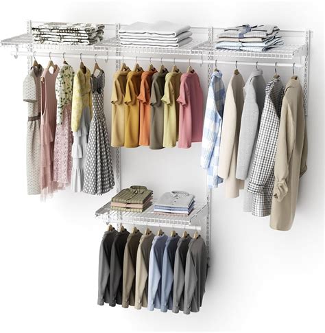 4-8FT Closet Shelving System, Adjustable Metal Wire Shelves, Wall ...