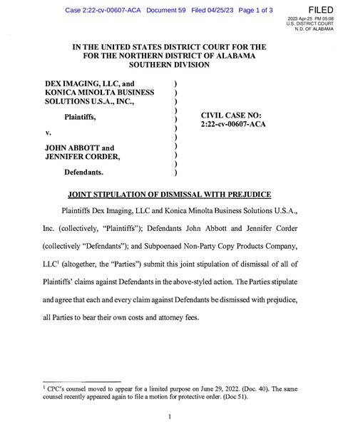 Stipulation Of Dismissal