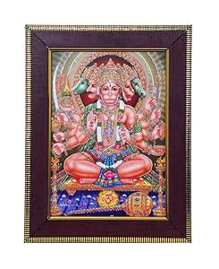 Subhash Pushtak Panchmukhi Hanuman ji Photo Wooden Photo Frame | Hindu ...