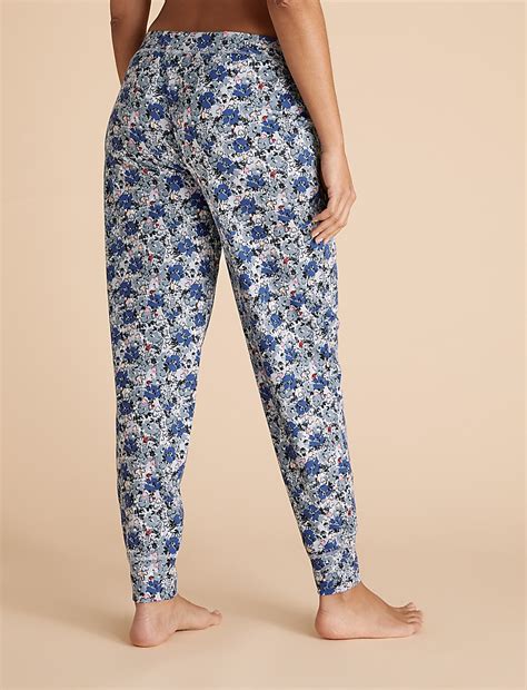 Buy Cotton Floral Cuffed Pyjama Pants at Marks & Spencer