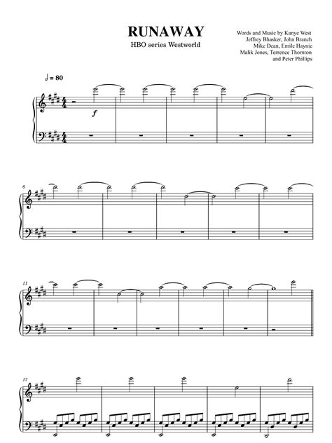 Runaway by Kanye West Sheet Music - Meta-chords