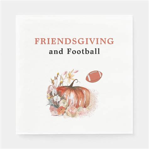 Friendsgiving and Football Thanksgiving Dinner Napkins | Zazzle ...