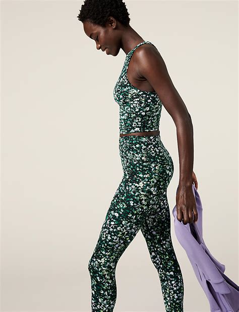 Buy Printed High Neck Padded Yoga Crop Top at Marks & Spencer