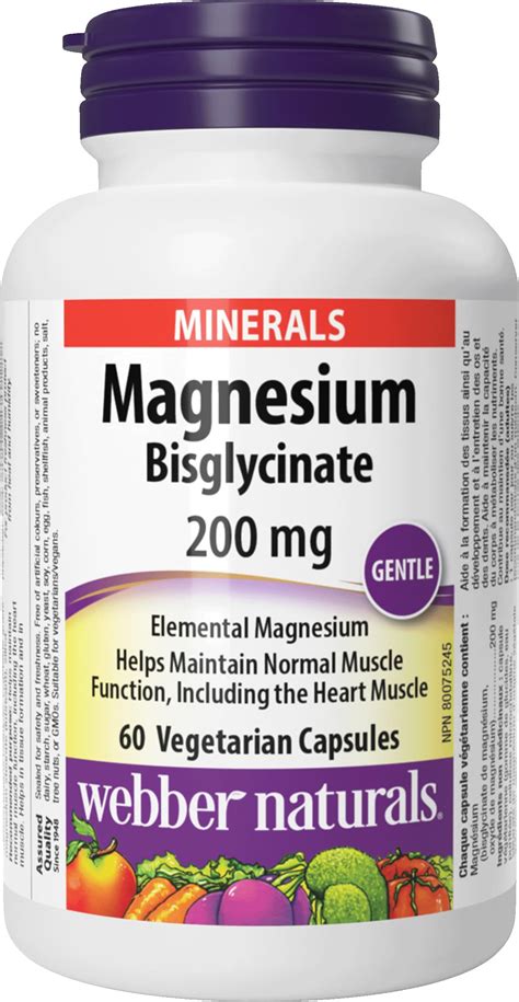 Buy Webber NaturalsMagnesium Bisglycinate 200mg, 60 Vegetarian s Online ...