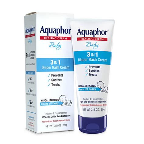 Aquaphor Baby Diaper Rash Cream, 3-in-1 Diaper Rash Relief, 3.5 Oz Tube ...