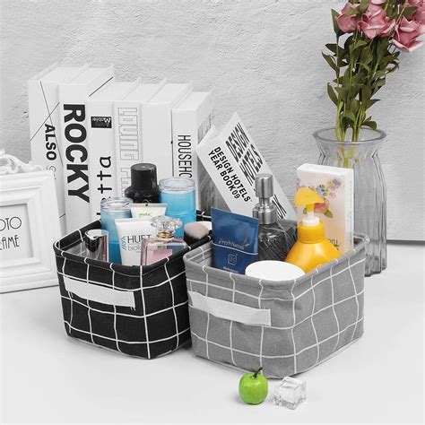 MosQuick® Set of 2 small storage box, foldable cloth storage basket ...