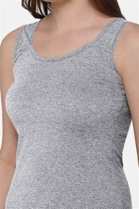 Grey Melange Sleeveless Cotton Tank Top Camisole for Women | VNH Naidu Hall