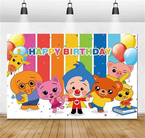 Buy Supplies Plim Plim Cartoon Animal Background Banner Kids Birthday ...