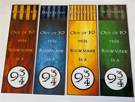 Harry Potter Bookmarks Hogwarts House 9&3/4 4 Pack | Etsy