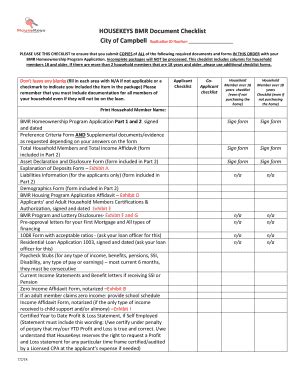 Fillable Online HOUSEKEYS BMR Document Checklist Fax Email Print ...