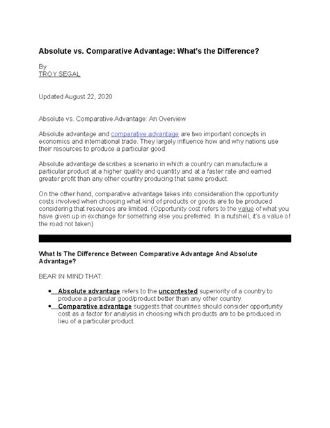 Image result for Absolute vs Comparative Advantage