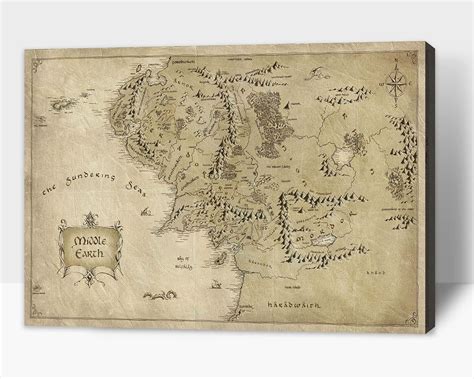 Buy Middle Earth Map Canvas Wall art - Map of Middle Earth Poster ...