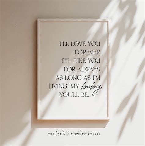 I'll Like You for Always, Digital Printable, My Baby You'll Be, Love ...