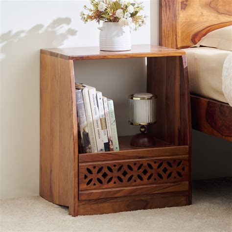 Buy Helios Disa Sheesham Wood Bedside Table - Honey Brown from Helios ...