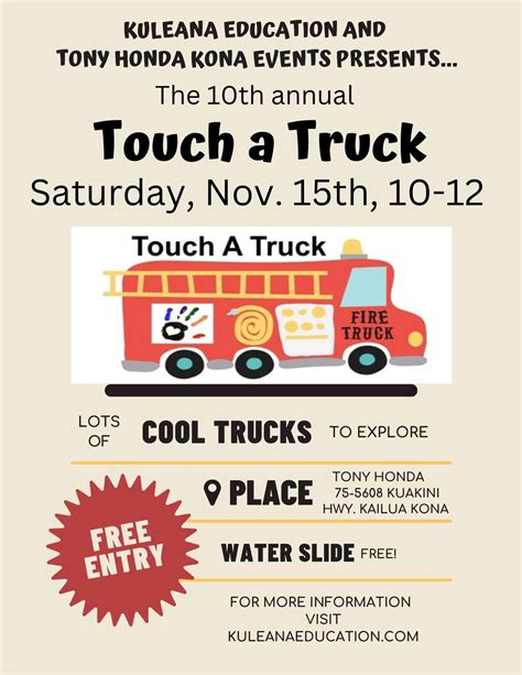 10th Annual Touch a Truck Free Community Event!, Tony Honda: 75-5608 ...