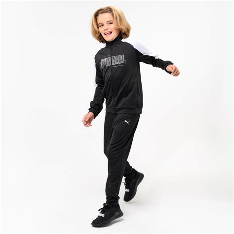 Kids' Polyester Tracksuit Outfit - Black & White PUMA | Decathlon