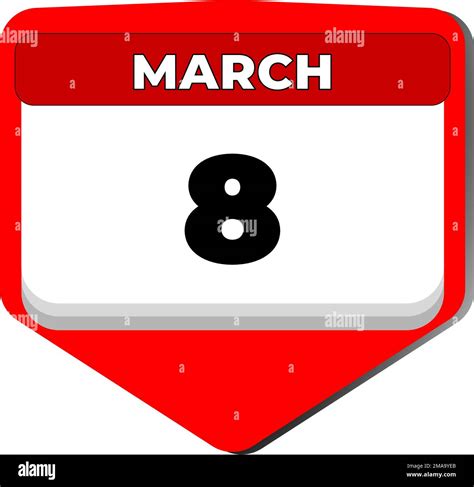 8 March vector icon calendar day. 8 date of March. Eighth day of March ...