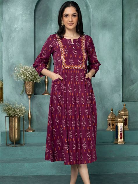 Merlot Wine Ikat Boho Midi Dress – Saffron Threads