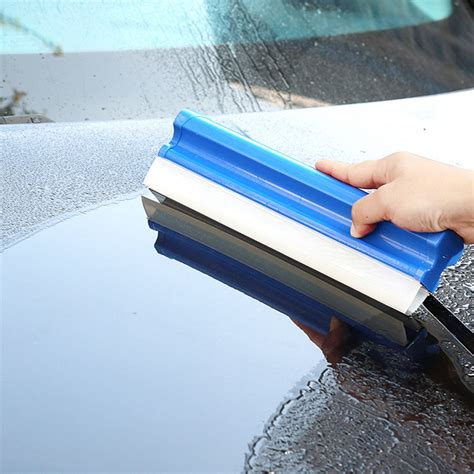 Blue Silicone T-Bar Car Squeegee - 12 Inch Car Window Squeegee for ...