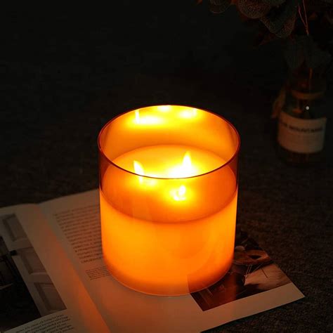 Glass LED Candle Battery Powered With Six Hour Timer By Momentum