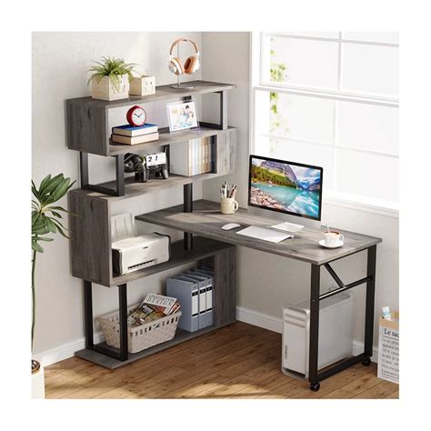 Rotating 5 Shelves Book shelf - Grey - TEKAVO