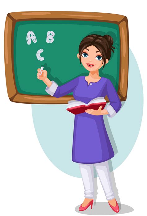 School teacher with green chalkboard holding a book 1307837 Vector Art ...