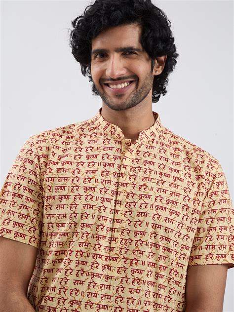 Men's Gold Cotton Kurta And Pyjama Set – vastramay