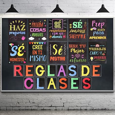 Buy 24 Pcs Spanish Classroom Rules Posters Reglas Escolares Positive ...