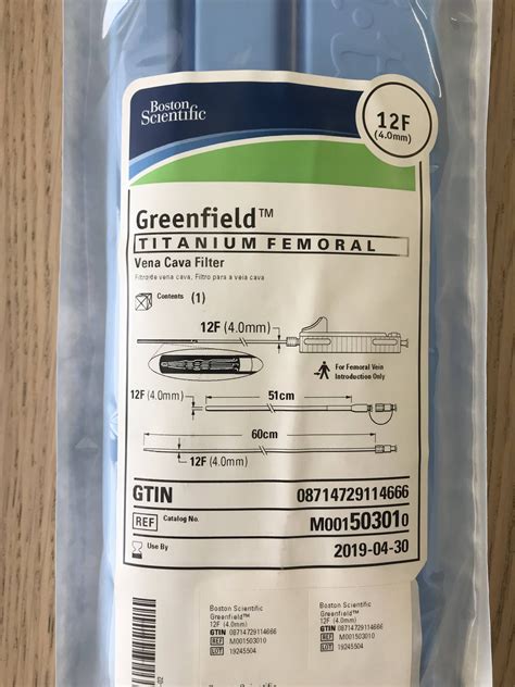 New BOSTON SCIENTIFIC 50301 Greenfield Titanium Femoral Vena Cava Filter 12F (X) Disposables ...