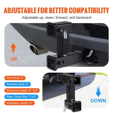 VEVOR Dual Hitch Extension, for 2 in. Trailer Hitch Receiver, Hitch ...