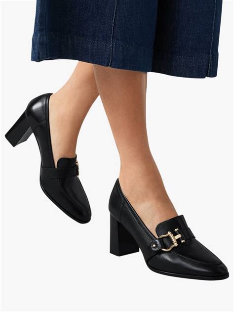 Radley Linden Mews Leather Heeled Stirrup Loafers, Black