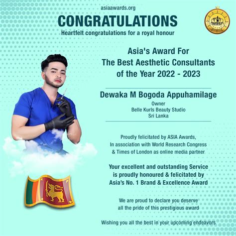 Dewaka M Bogoda Appuhamilage Has bagged Asia's Award For The Best ...