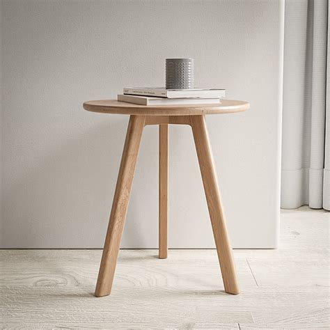 Oak Side Table Round End Table Solid Wood Minimal Scandinavian - Etsy UK