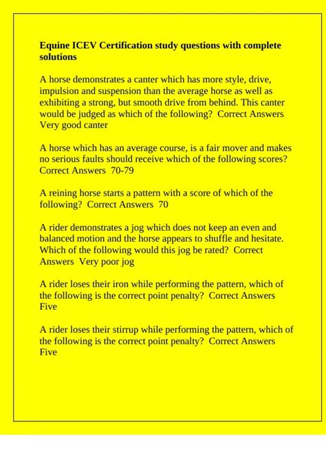 Equine ICEV Certification study questions with complete solutions ...