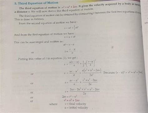 Derivation of the Third Equation of Motion - Brainly.in