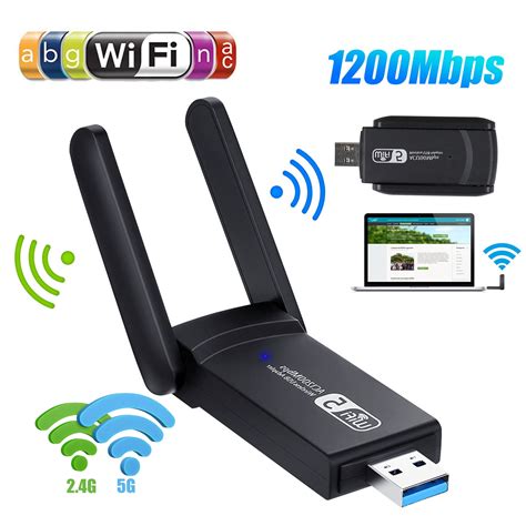 USB WiFi Adapter for PC, EEEkit AC1200 Dual Band 5GHz 867Mbps/2.4G ...
