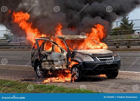 Fire burning car stock image. Image of flame, trouble, traffic - 255083