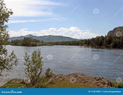 Yenisey River. Beautiful Siberian Rivers Stock Image - Image of ...