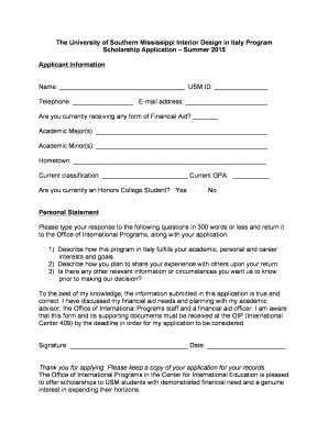 Fillable Online usm Application for the Interior Design in ...