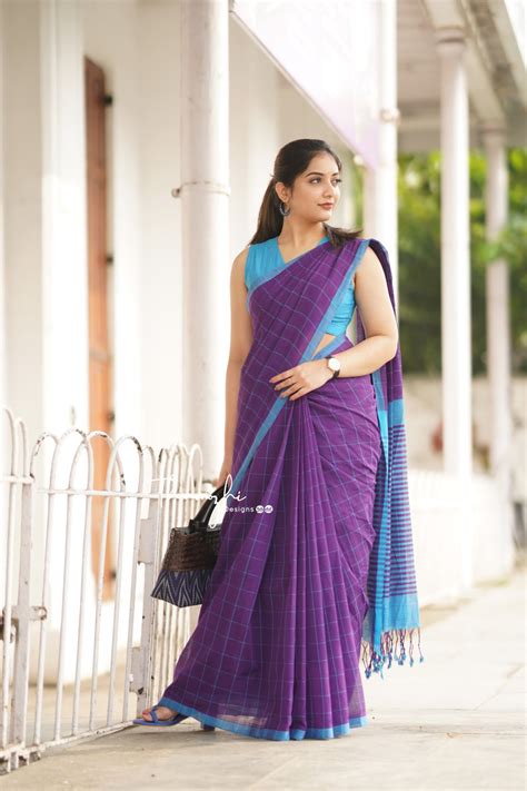 Purple Checked Saree: Modern Twist On Traditional Elegance