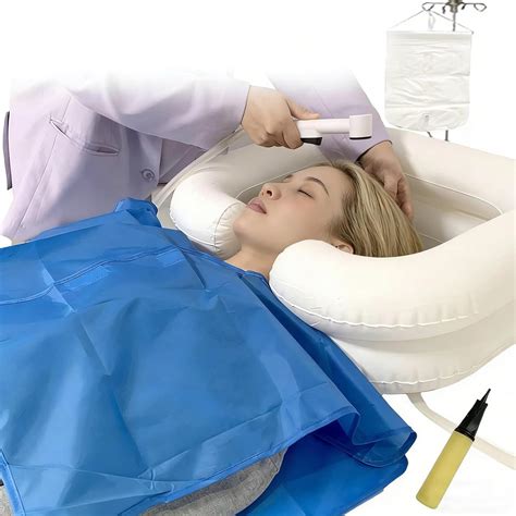 Inflatable Bedside Shampoo Basin kit, Bedside Shower System for ...