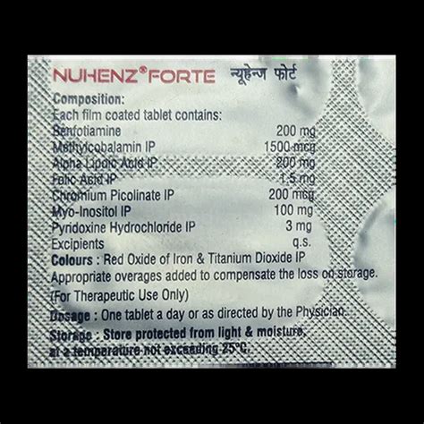 NUHENZ FORTE TABLET 10'S : View Price, Combination and Alternatives ...