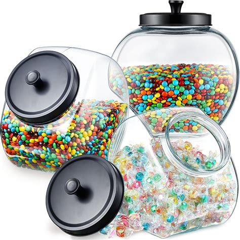 Amazon.com: Mumufy Set of 3 Glass Slanted Storage Jar Large Candy Jars ...