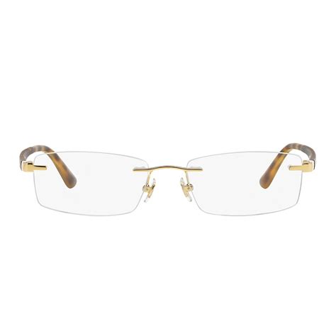 Ray-Ban Golden Havana Rimless Eyeglasses for Men RX6326I 2500/52 ...